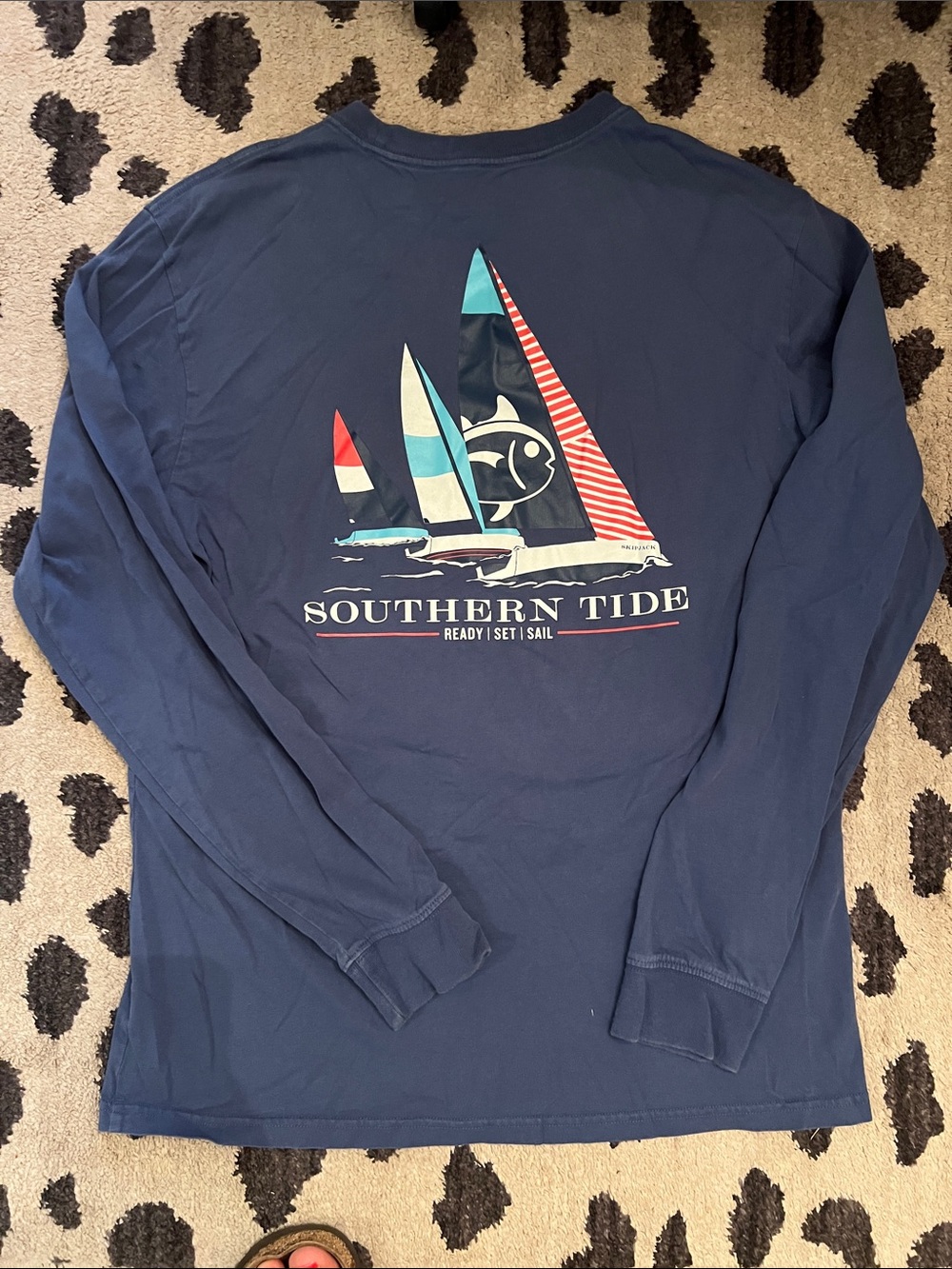 Southern Tide Navy Long-Sleeve Sailboat Graphic Rash Guard